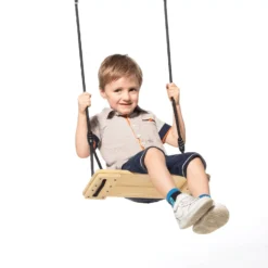 Geimpregneerd Houten Zitje (black-rope) Gevlochten Touw -Goedkope Tuin Spellen Winkel Geimpregneerd grenen schommelzitje zwart touw 2