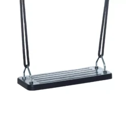 Rubber Schommelzitje Zwart (black-rope) Gevlochten Touw En Metalen Inlegplaat