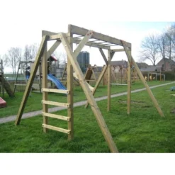 Apenbrugschommel Hout Robuust 4 Haken Schommel Klimtoestel -Goedkope Tuin Spellen Winkel apenbrug schommel robuust 1 1