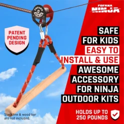 Fofana Ninja Warrior Kabelbaan Obstacle Parcours 45 Dlg -Goedkope Tuin Spellen Winkel fofana ninja slider pulley kit 20m kabelbaan katrol met schommelzit 3
