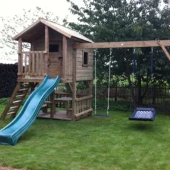 Houten Speelhuis Maarten Met Deur -Goedkope Tuin Spellen Winkel speeltoren maarten met schommel met deur