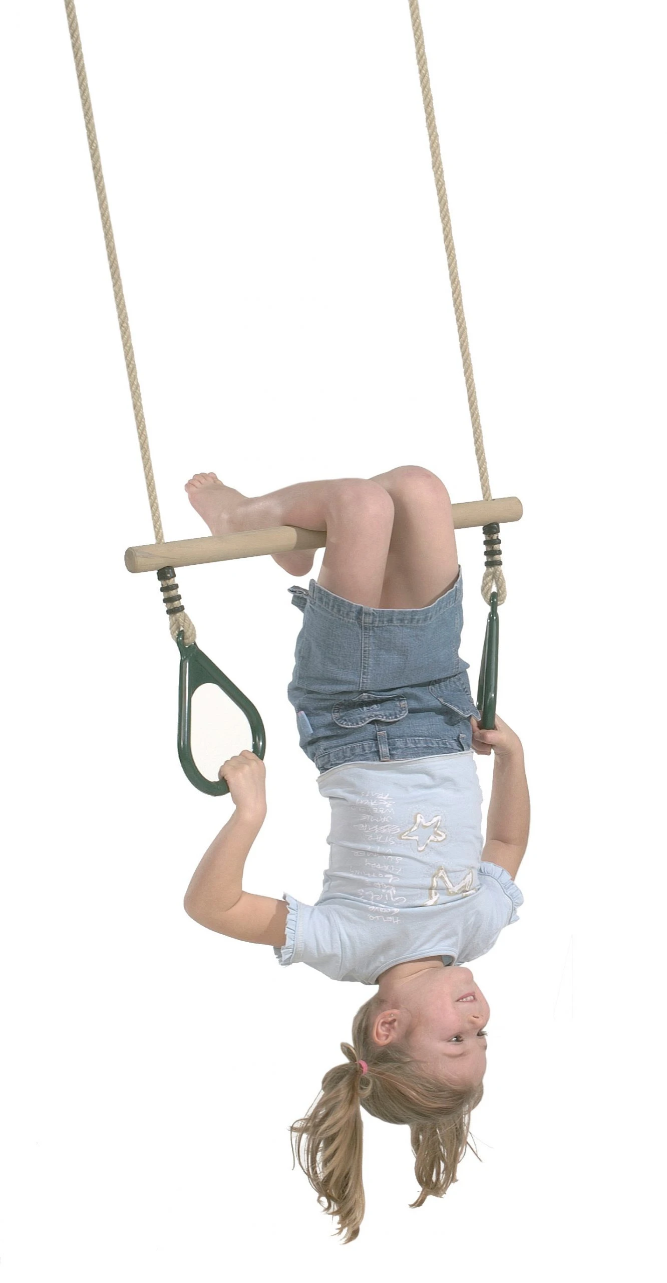 Houten Trapeze Met Kunststof Ringen (PH-touwenset) Geel 3 Houten Trapeze Met Kunststof Ringen (PH-touwenset) Geel - Afbeelding 3